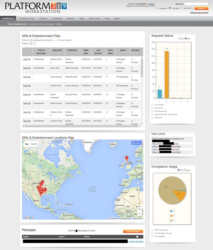 Gifts & Entertainment Compliance Software Workstation